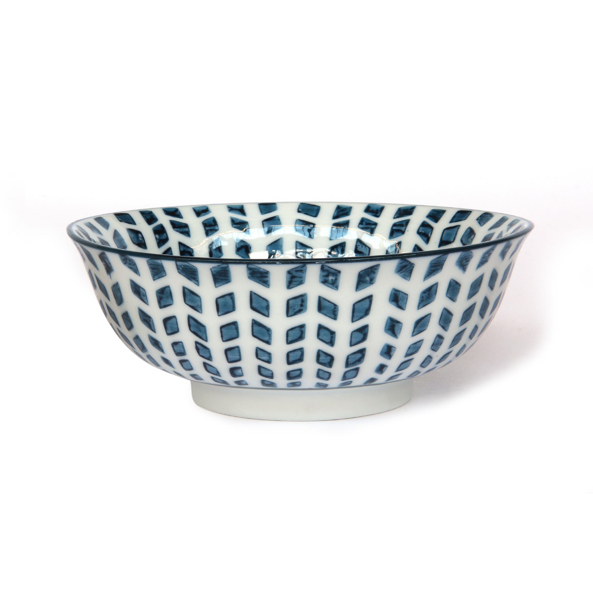 Suppenschale 'Rautenmuster', weiß, blau, Ø 15 cm, H 6 cm von fischer's lagerhaus