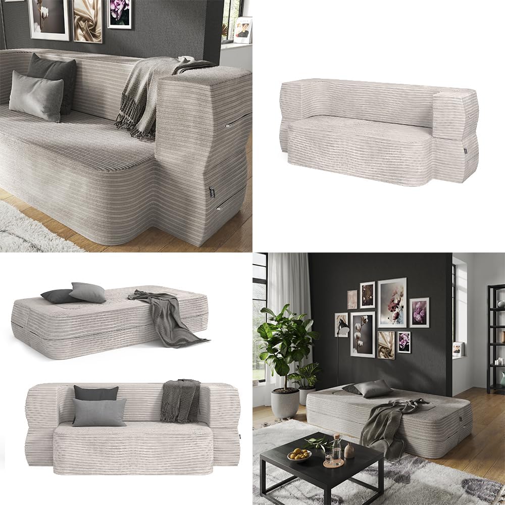 Sofa Lille, Schlafcouch, Beige, 190 cm mit Schlaffunktion