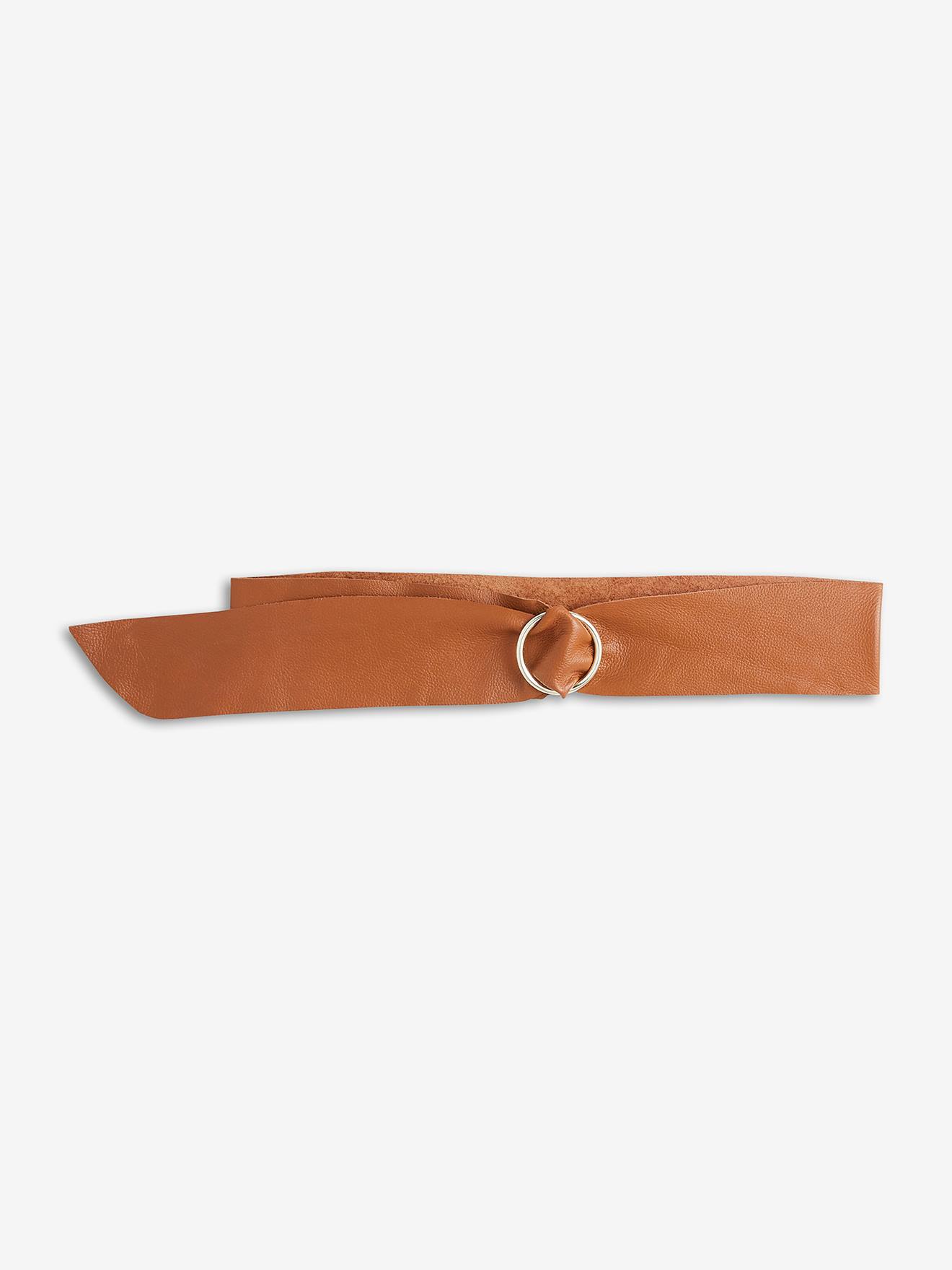 Faixa de gravidez em couro Oeko-Tex®, marrom médio, lisa