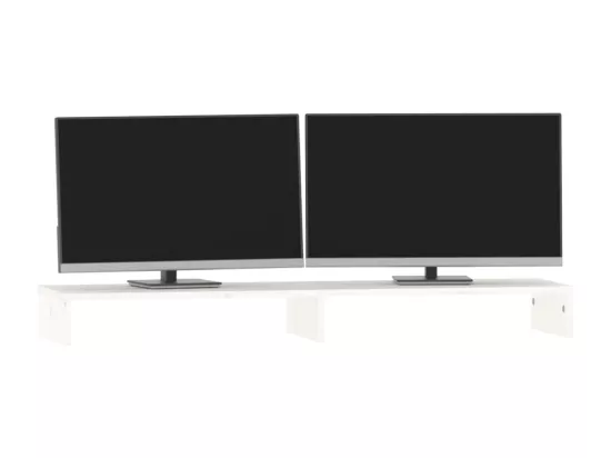 Support de moniteur Blanc 100x27x10 cm Bois de pin solide
