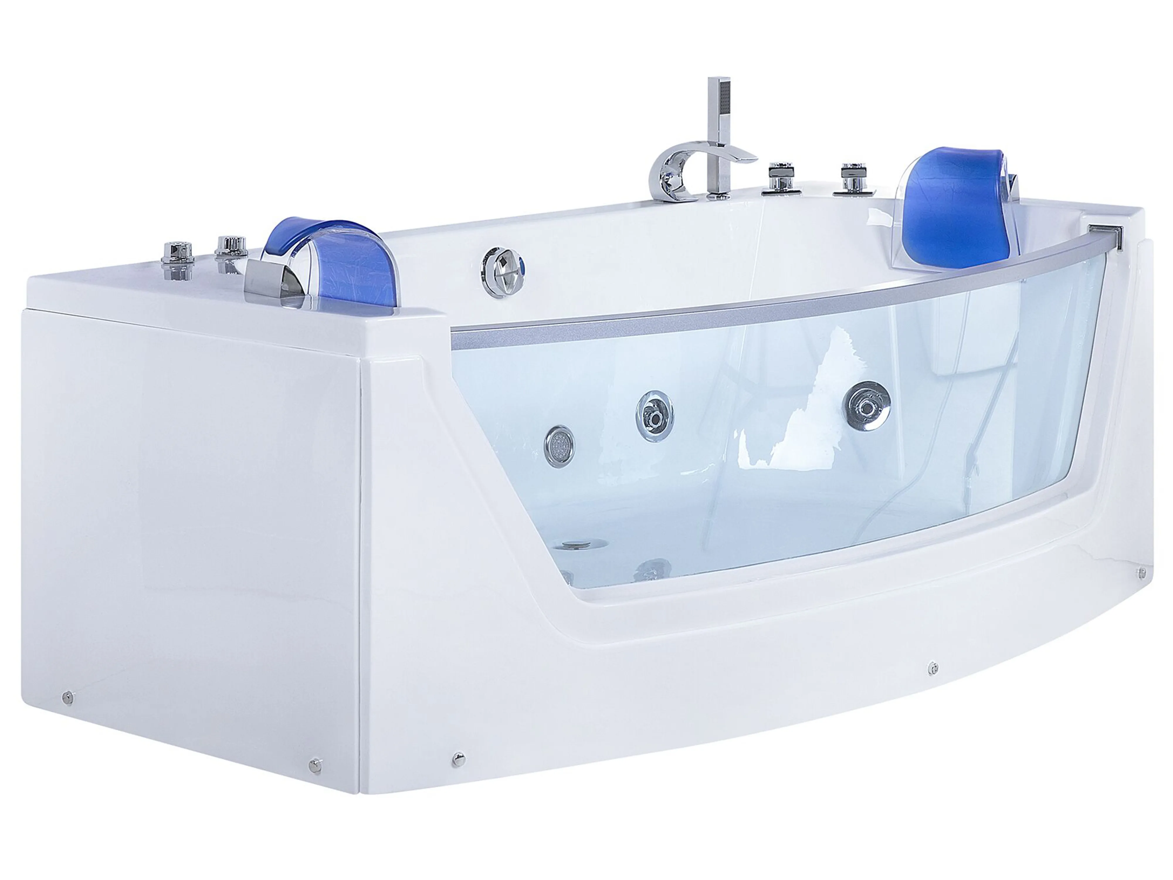 Hoek bubbelbad met LED FUERTE 175 x 85 cm Wit