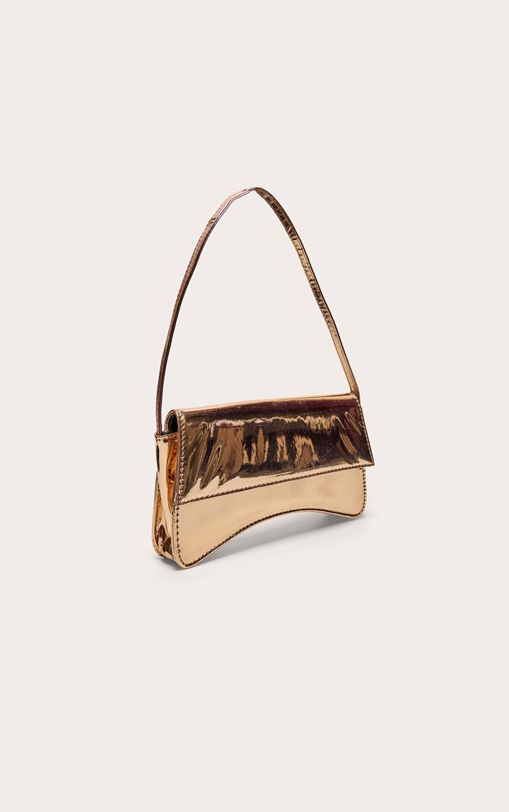 Doré Sac À Bandoulière Baguette En Synthétiquecuir Avec Rabat