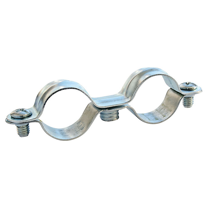 Collier de fixation double pour tube Ø18 mm, lot de 2