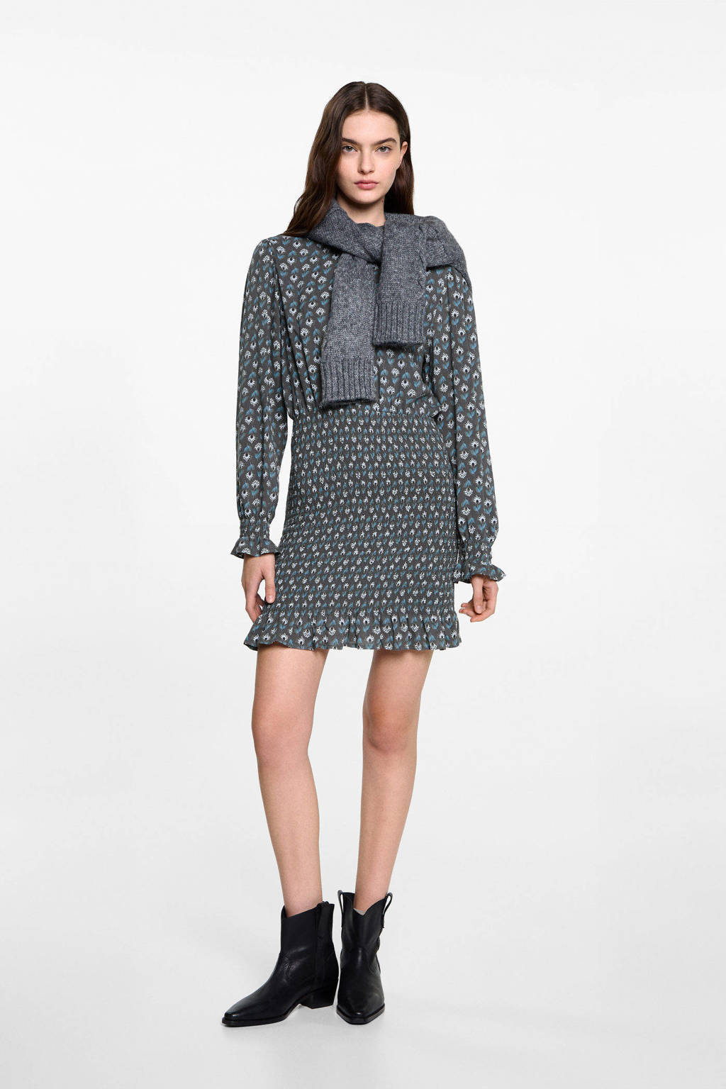 MANGO TEEN korte jurk grijs