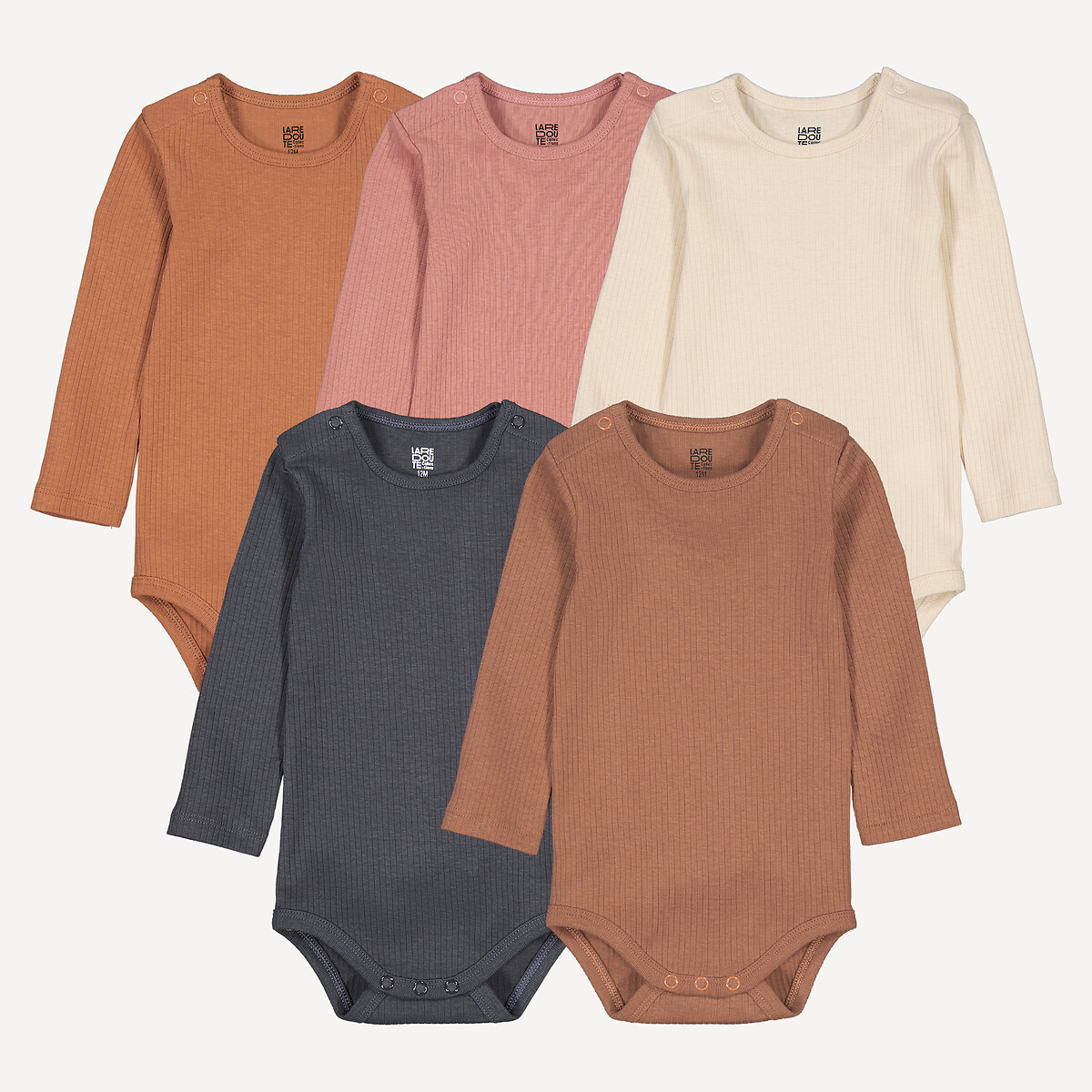 COLEÇÃO LA REDOUTE<br>Conjunto de 5 bodies de manga comprida