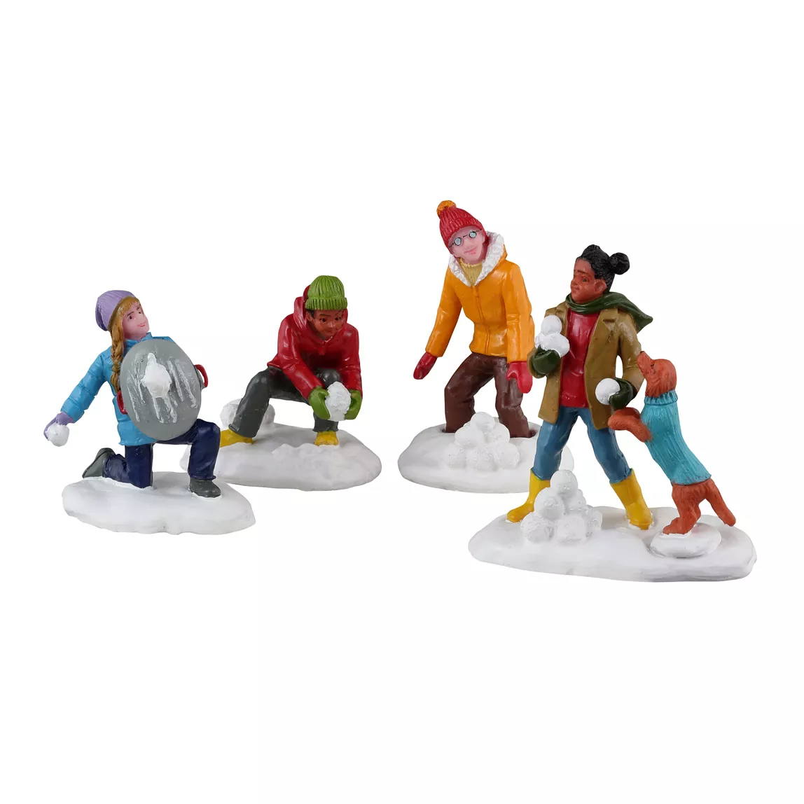 Personnages Lemax (Lot de 4) Bataille dans la neige