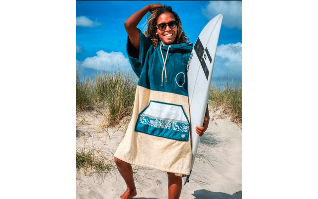 Wave Hawaii Cotton Velours Petrol Unisex Poncho