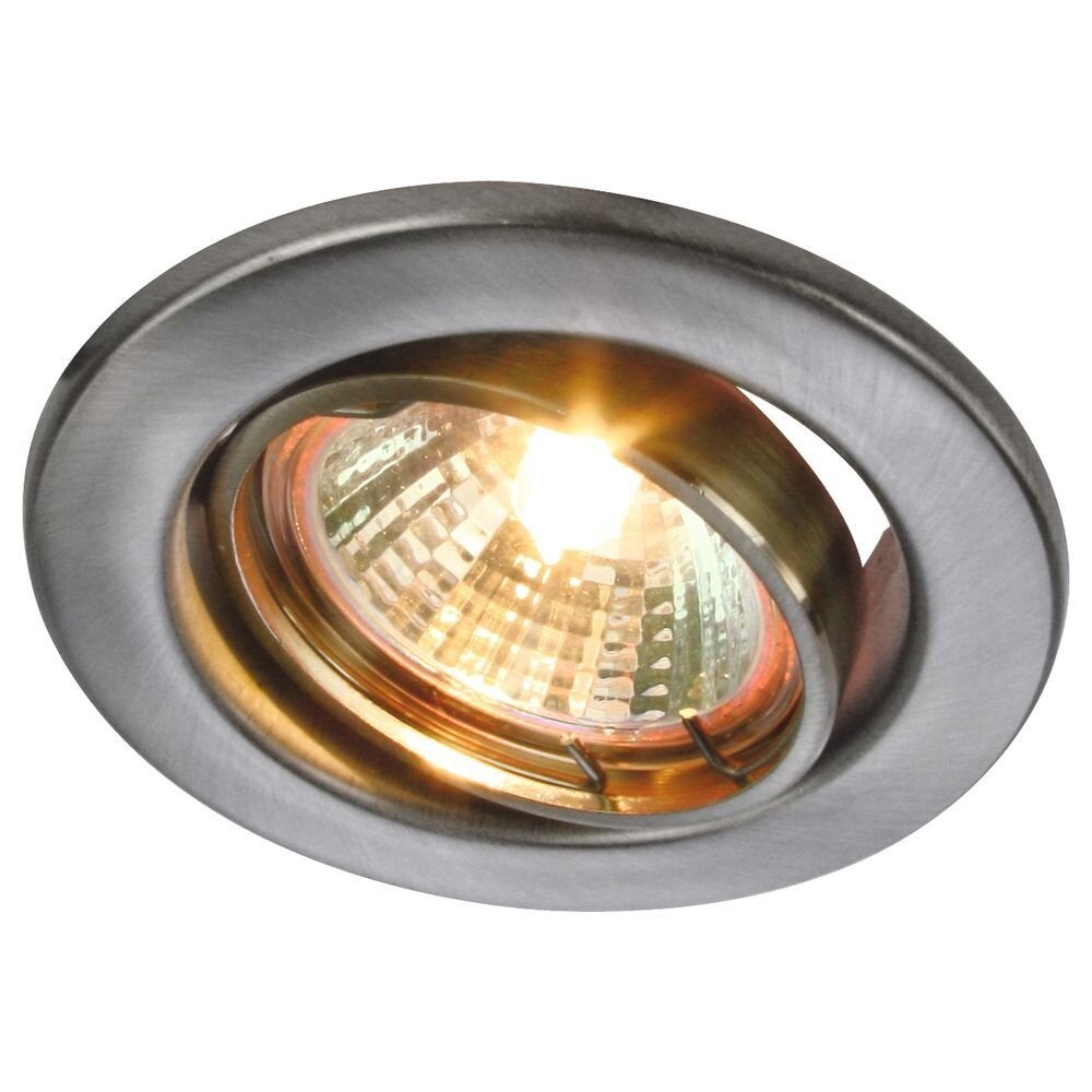 Inbouwspot, rond, geborsteld roestvrij staal, max. 35W, met draaibare aluminium reflector, GU53-fitting en 10cm kabel met AMP-connector