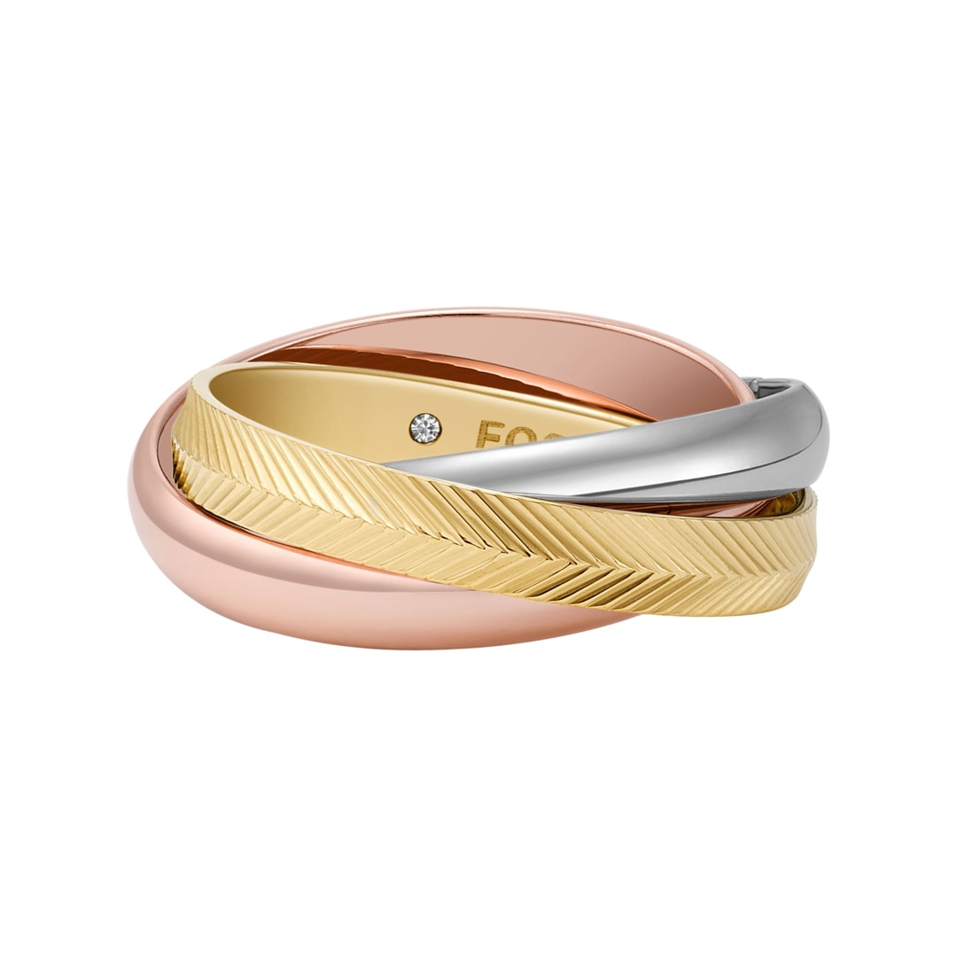 Fossil Harlow Ring Interlocking Links Tricolor