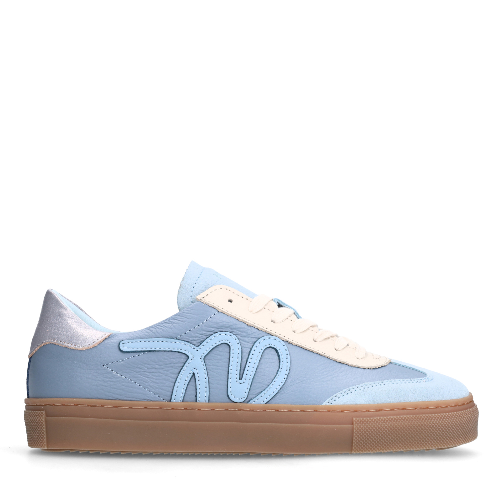 Blauwe leren sneakers