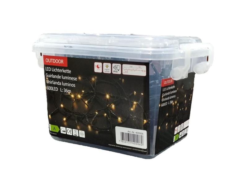 Dameco LED-Lichterkette 600 LED, 36 m, Outdoor LED Weihnachts-Lichterkette