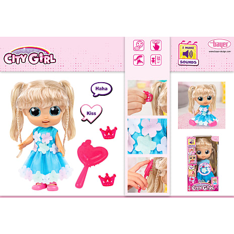 City Girl 31 cm blå blomsterkjole