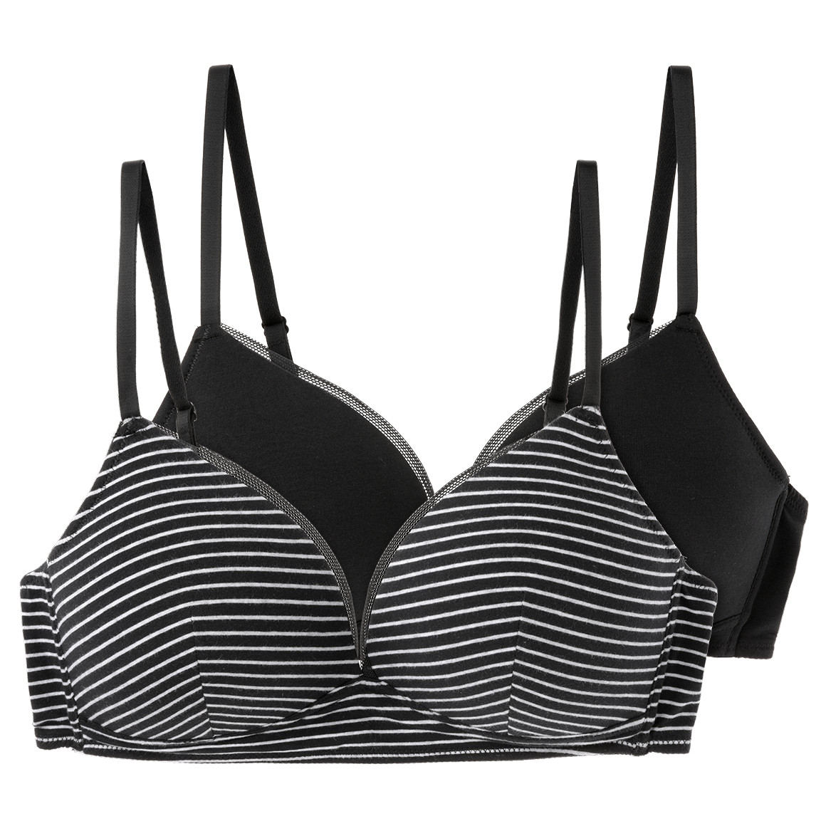 Gina Benotti 2 Damen Soft-BHs mit wattierten Cups schwarz