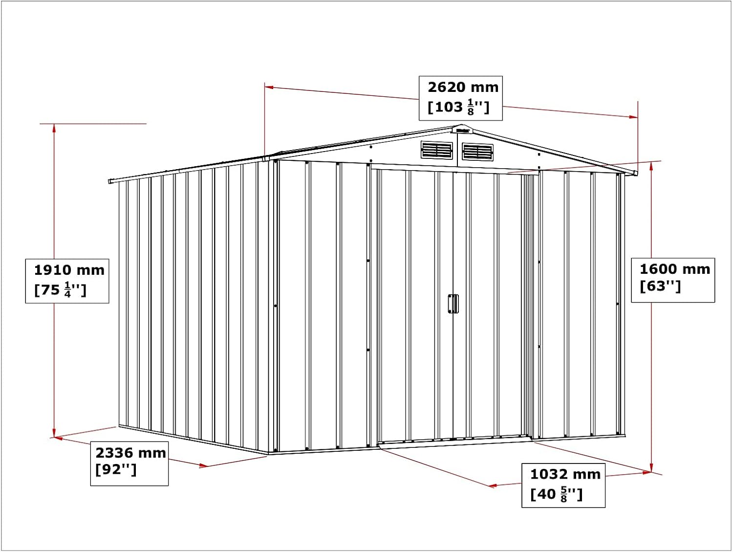 Duramax ECO 8 x 8 (5.89 m²) abri de Jardin en métal, Abri de Jardin en métal galvanisé à Chaud, Abri de Stockage d'outils, Structure de Toit renforcée, abri en métal sans Entretien, Anthracite