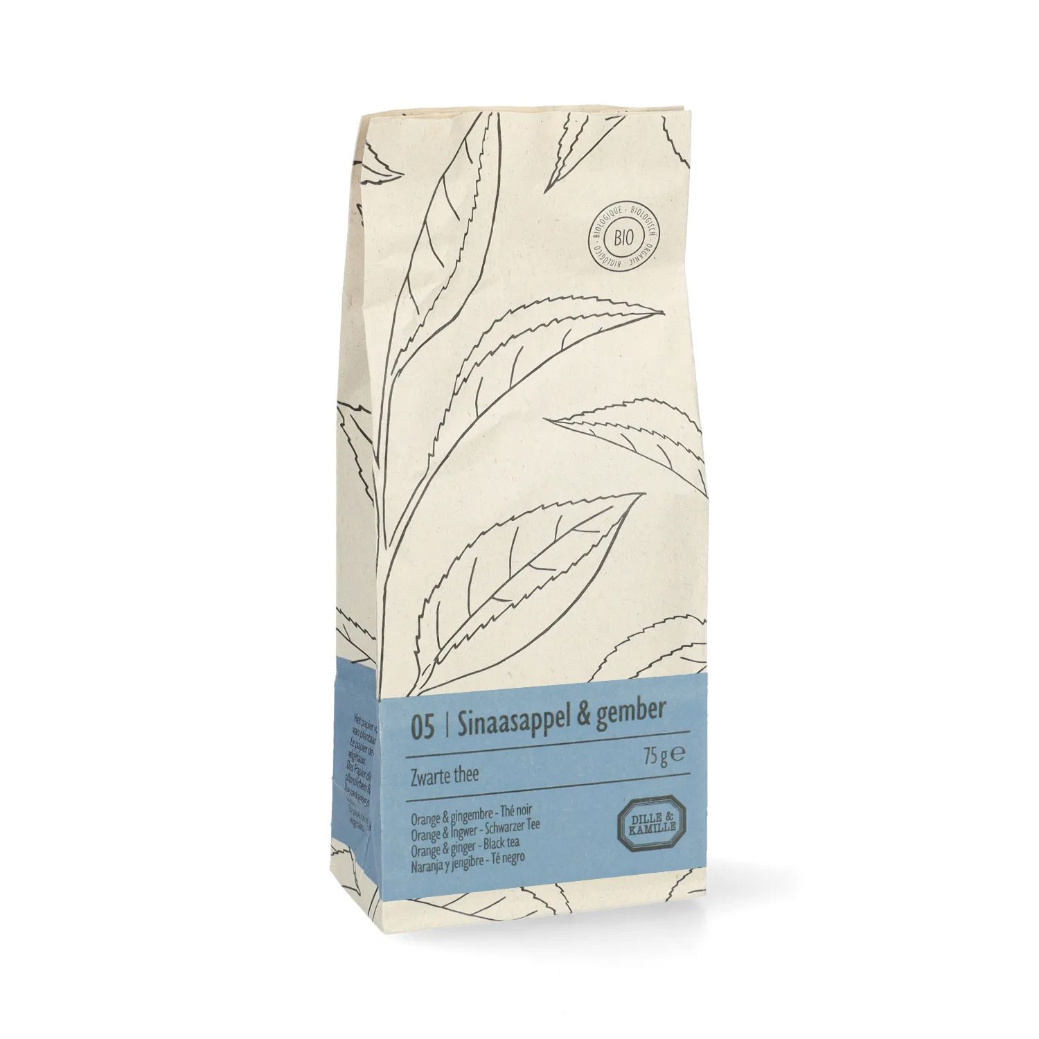 Sinaasappel gember, biologisch, zwarte thee, zakje 75 gram