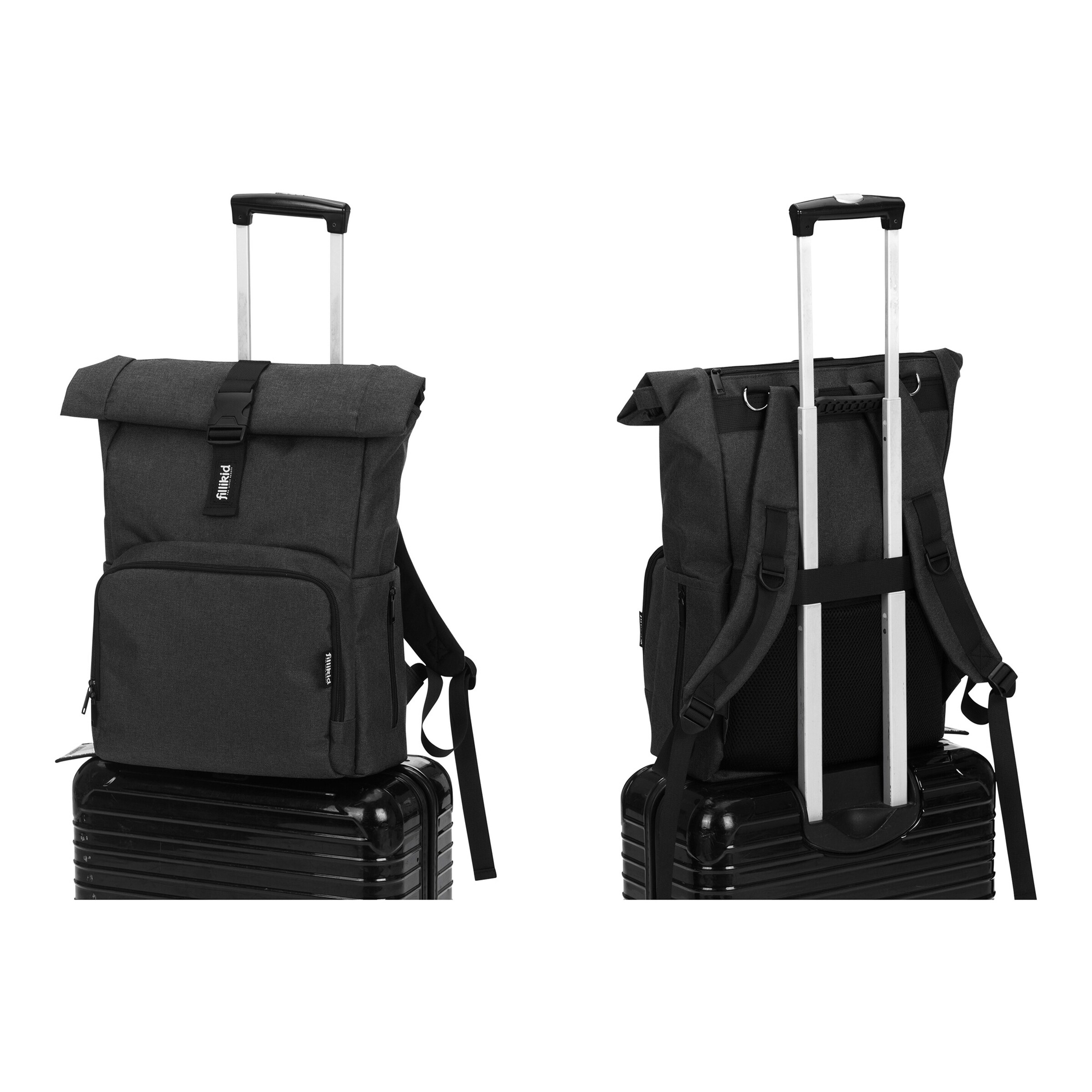 Fillikid Wickelrucksack Rolltop Tokio schwarz