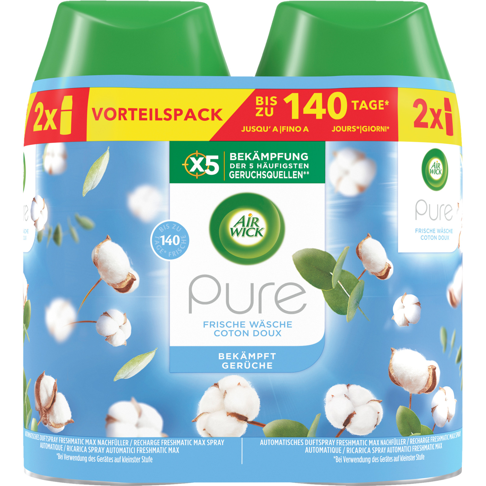 Air Wick Pure Automatisches Duftspray Freshmatic Max Nachfüller Frische Wäsche 2 x 250 ml
