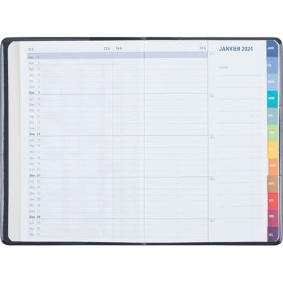 Agenda mensuel Color Touch - 10 x 15 cm - noir - Oberthur