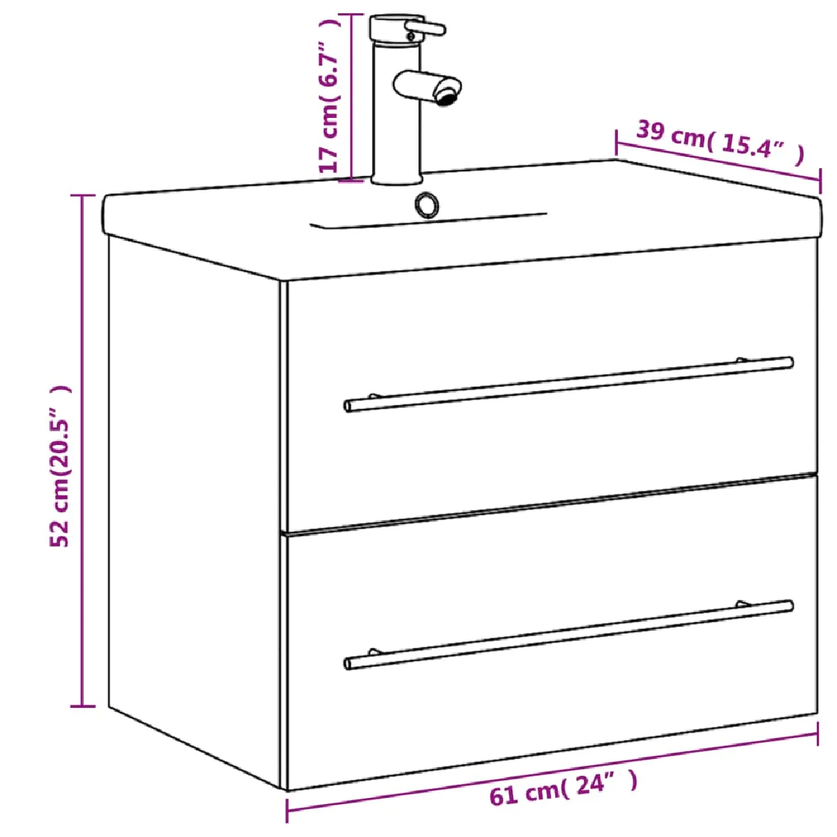 VidaXL Armoire lavabo avec bassin intégré - Blanc