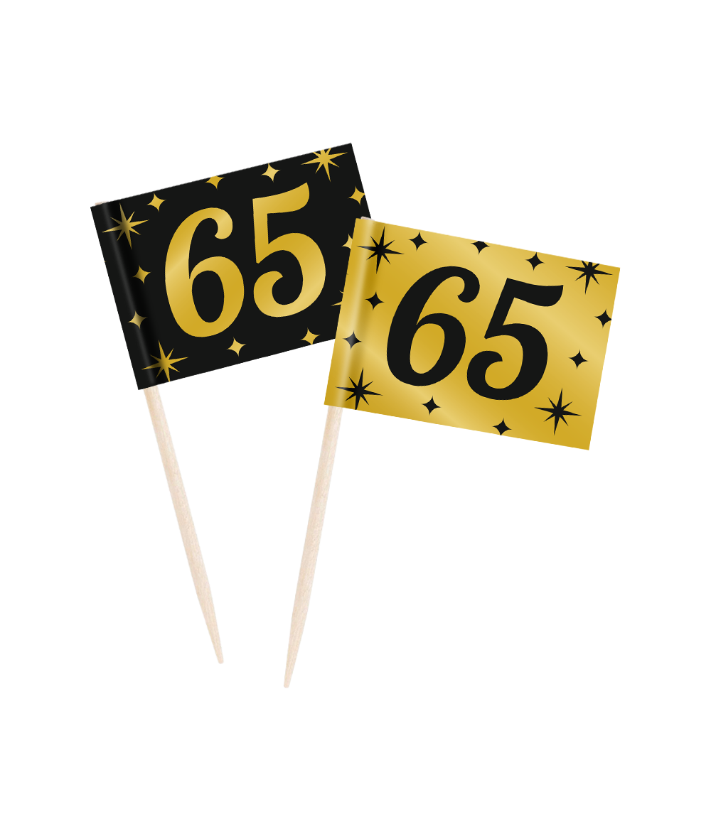 Cocktailprikkers 65 Jaar 6,5cm 50st