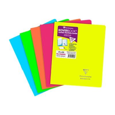 Clairefontaine Koverbook Neon - Cahier polypro 17 x 22 cm - 96 pages - grands carreaux (Seyes) - disponible dans différentes couleurs