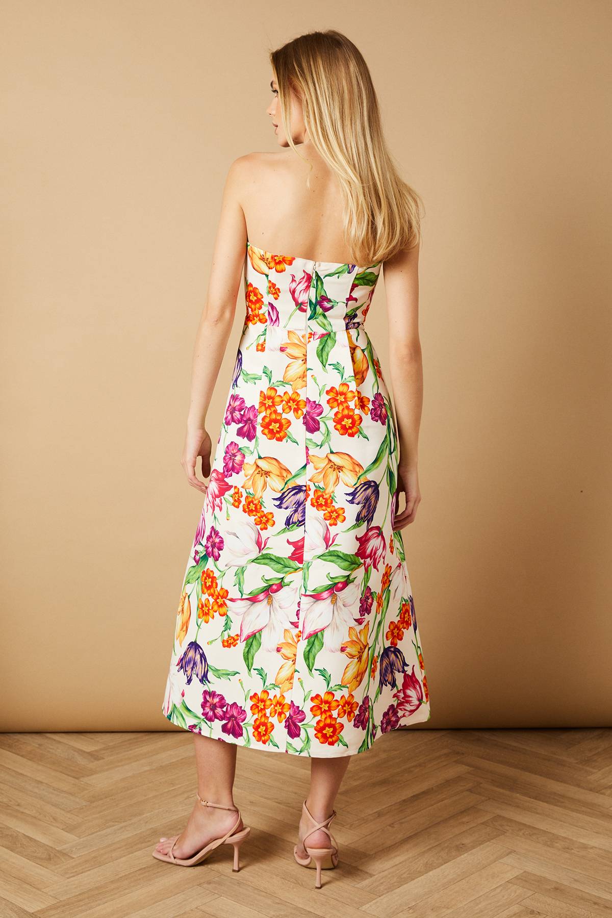 Oasis Robe Midi Bustier Florale en Sergé d'Occasion
