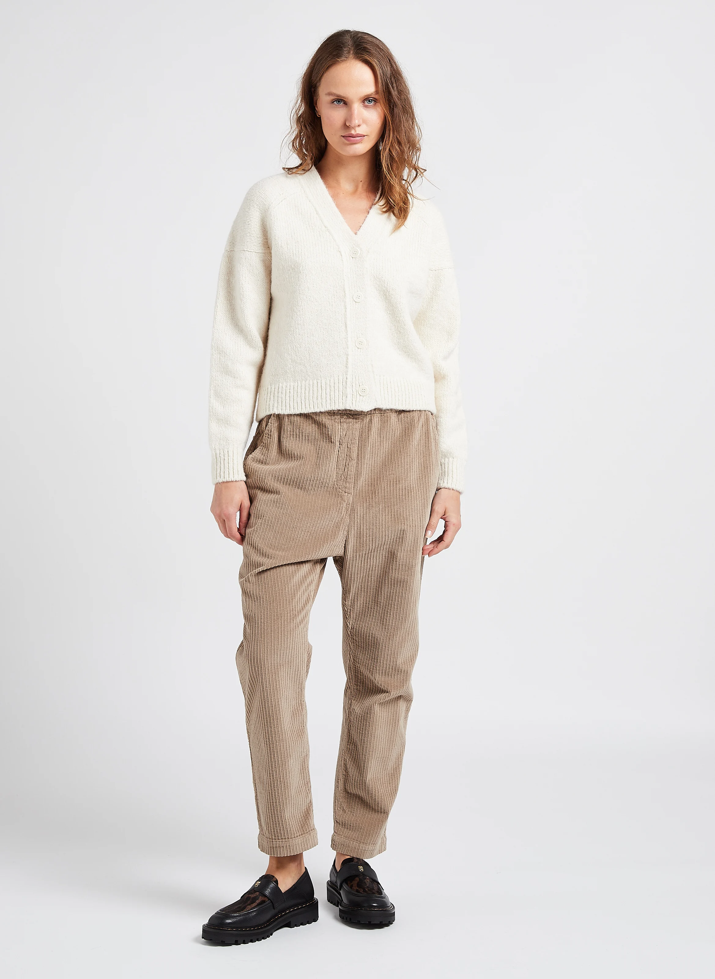COLIMA - Cardigan col v en laine mélangée | Beige
