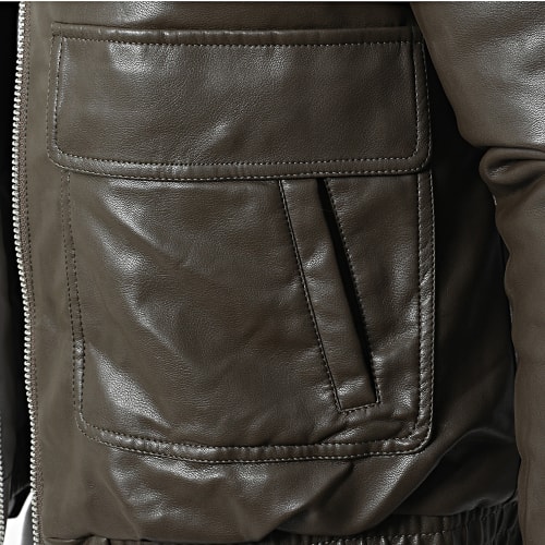 Veste Zippée Col Mouton Marron