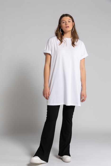 Longshirt, Rundhals, Halbarm, lang geschnitten