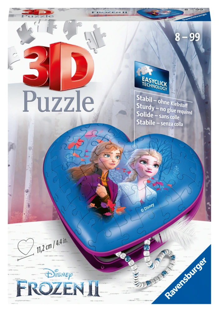Ravensburger 3D Puzzle 11236 - Herzschatulle  Frozen 2 - 54 Teile - Aufbewahrungsbox für Fans von Anna und Elsa ab 8 Jahren