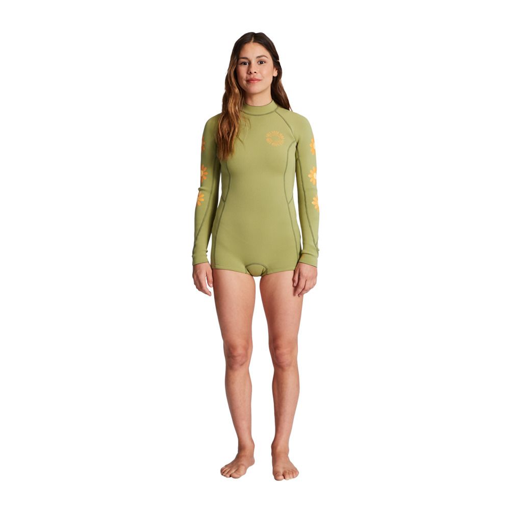 Billabong SPRING FEVER BZ - Combinaison shorty 2/2 mm Femme split pea