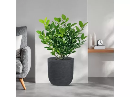 Vase en résine intérieur extérieur pour plantes cylindriques design d.35x34h Raffaello Grigio