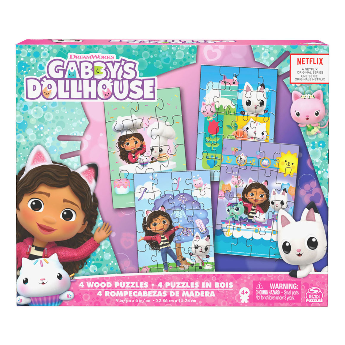 Gabby's Poppenhuis - 4-pack: Houten Puzzel