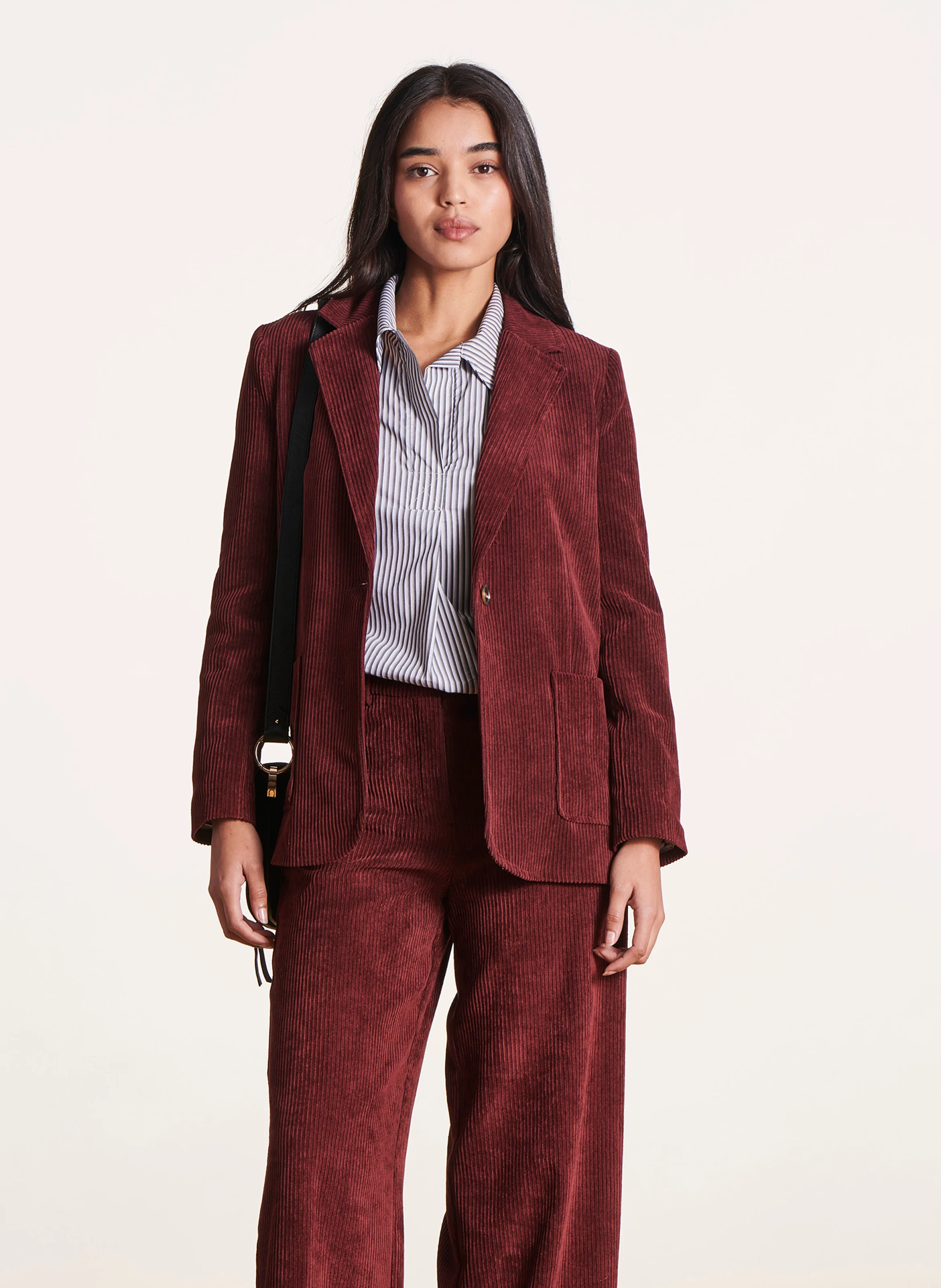 Veste de tailleur côtelé | Marron