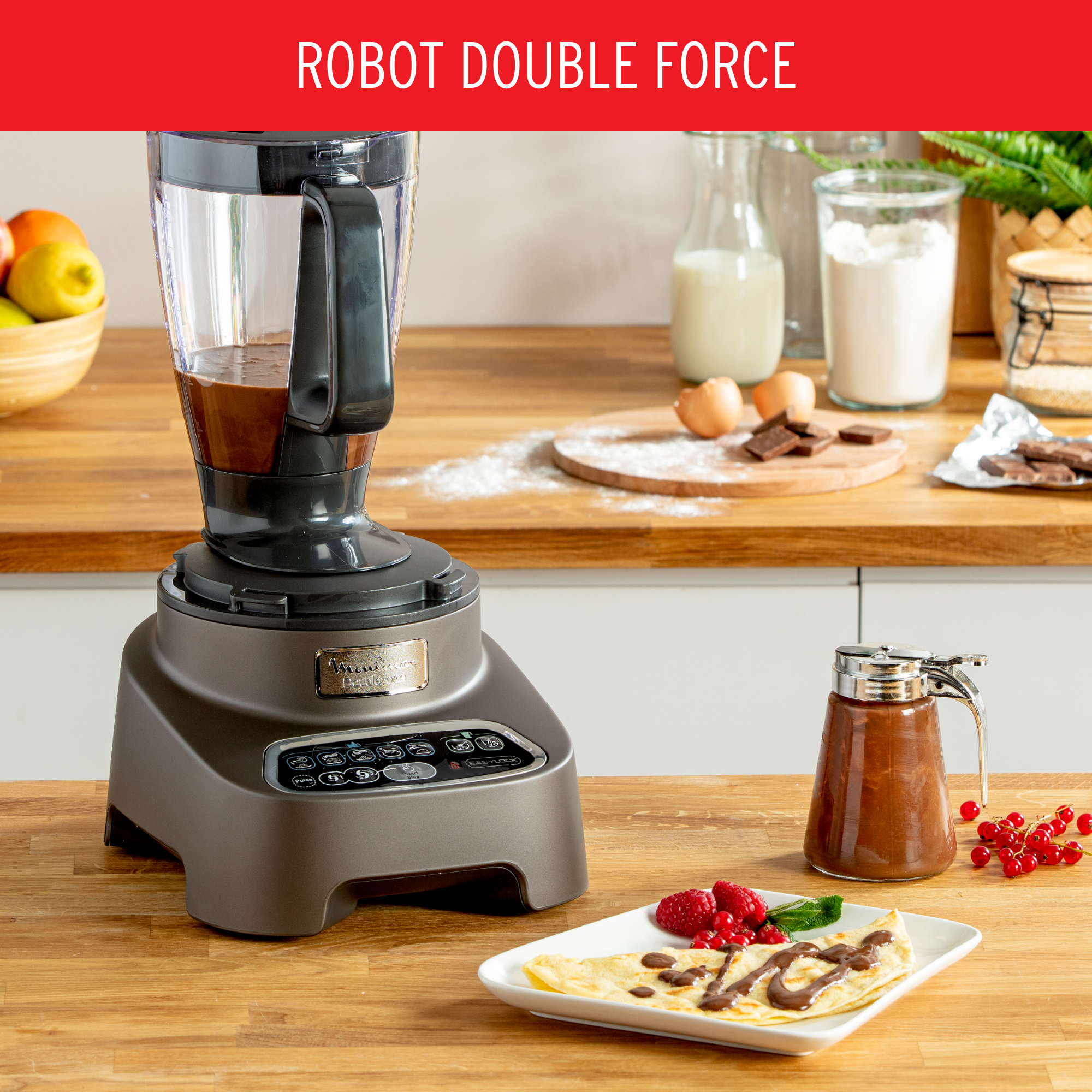 Robot Double force, 1000 W, 10 accessoires, 6 vitesses