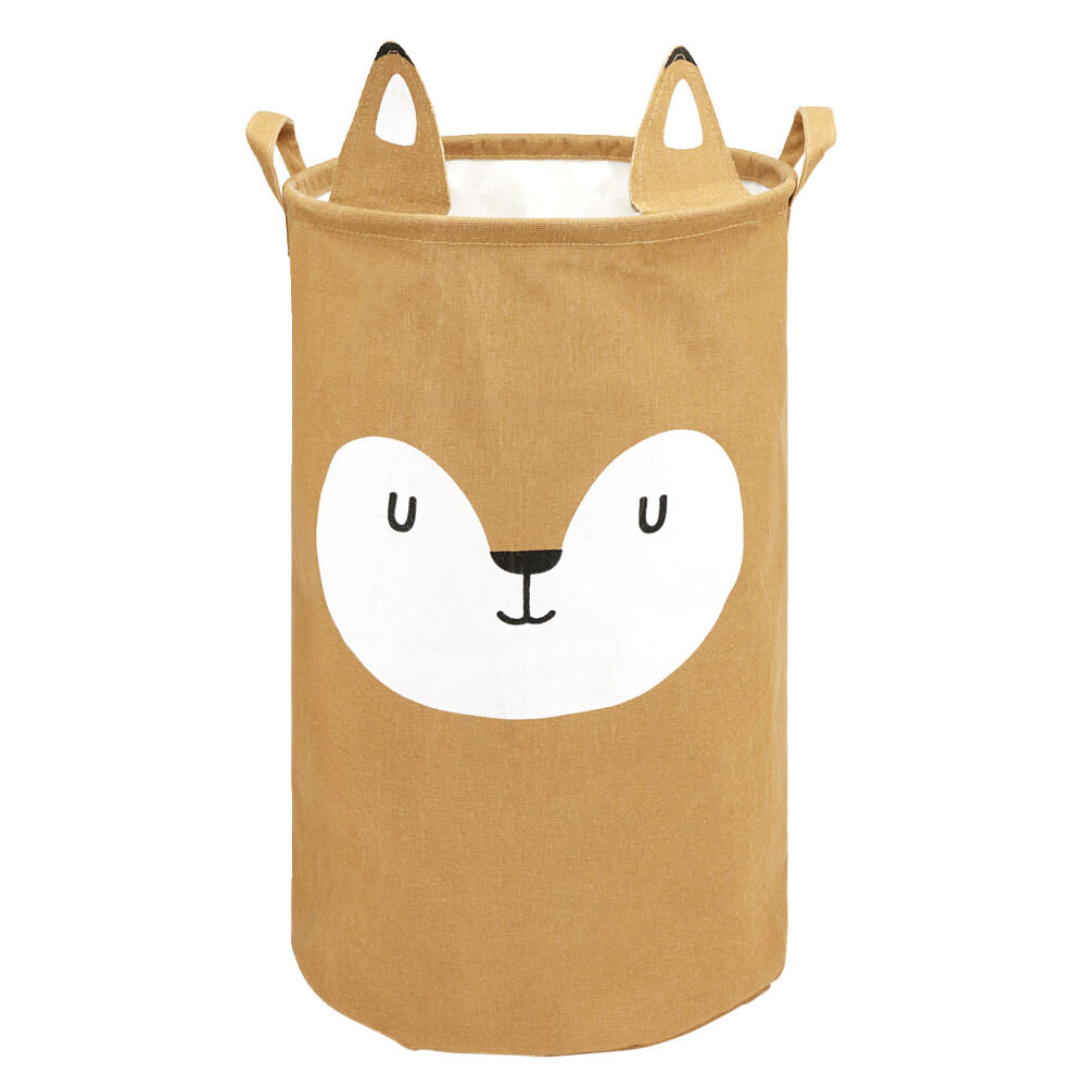 Panière de rangement enfant souple motif renard Ø34xH52cm