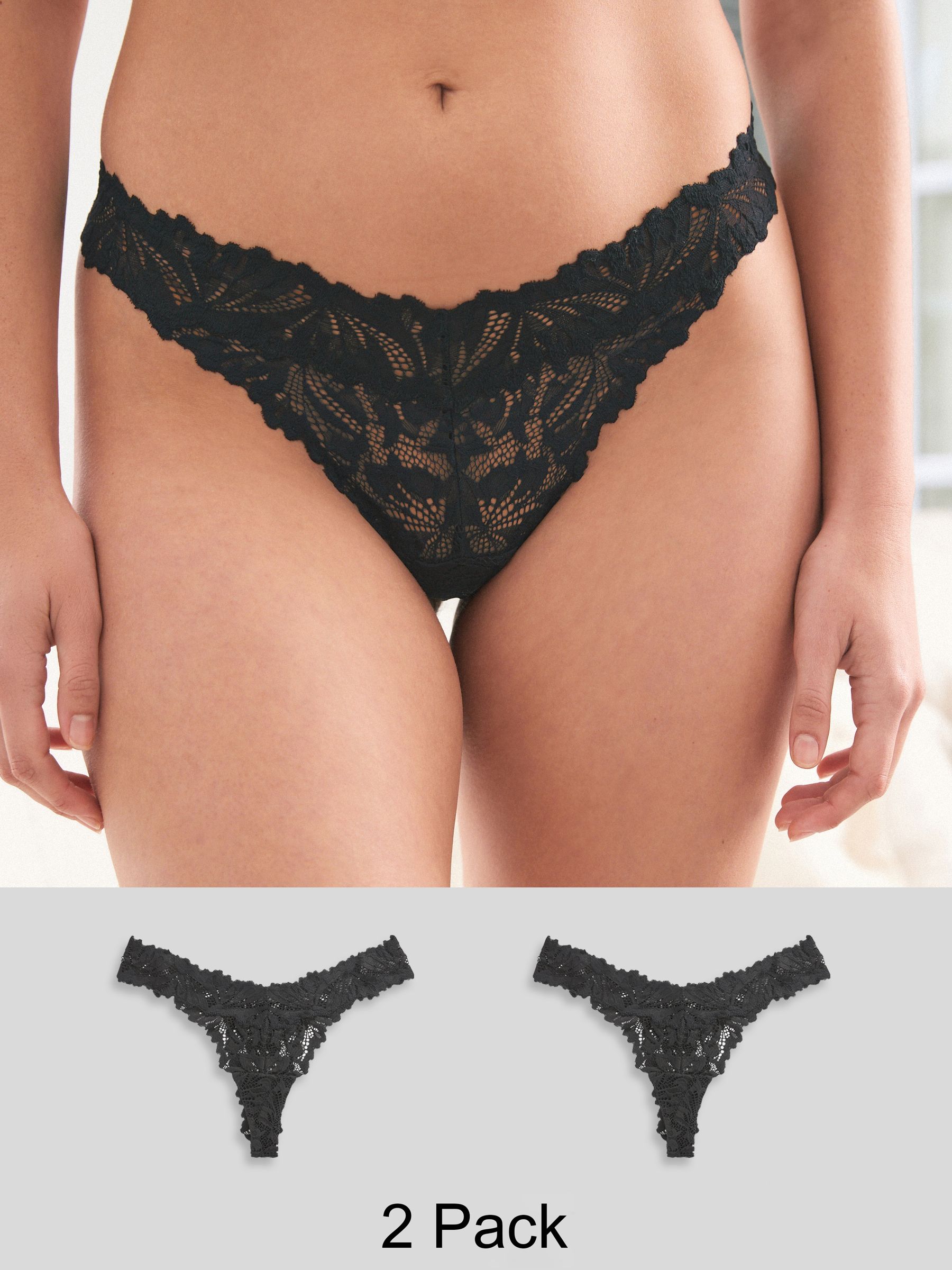 Zwart - Ultimate Comfort kanten slip verpakking van 2