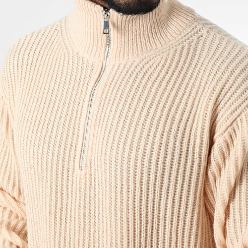 Pull Col Zippé Orange Clair