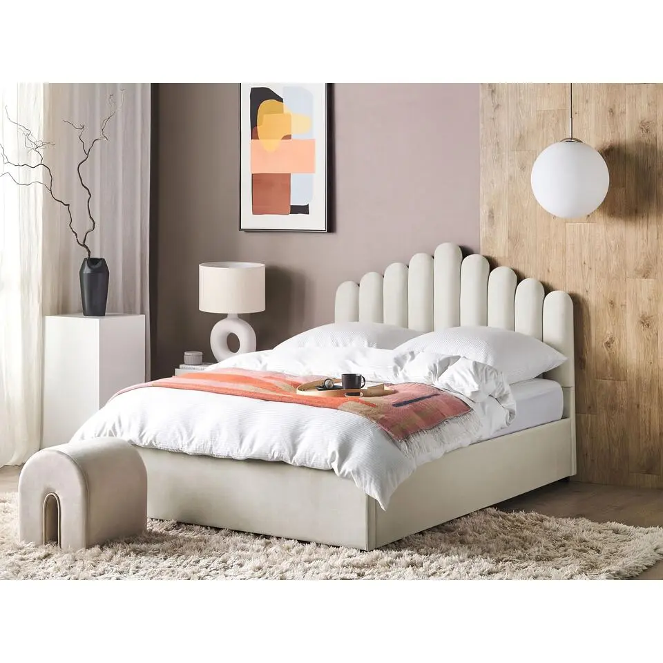 VINCENNES - Bed met opbergruimte - Wit - 140 x 200 cm - Fluweel