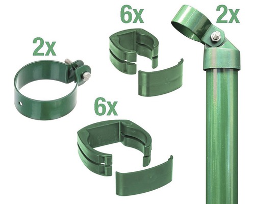 ALBERTS FixClip hekwerkaansluitset voor betonneren, 122 cm, groen