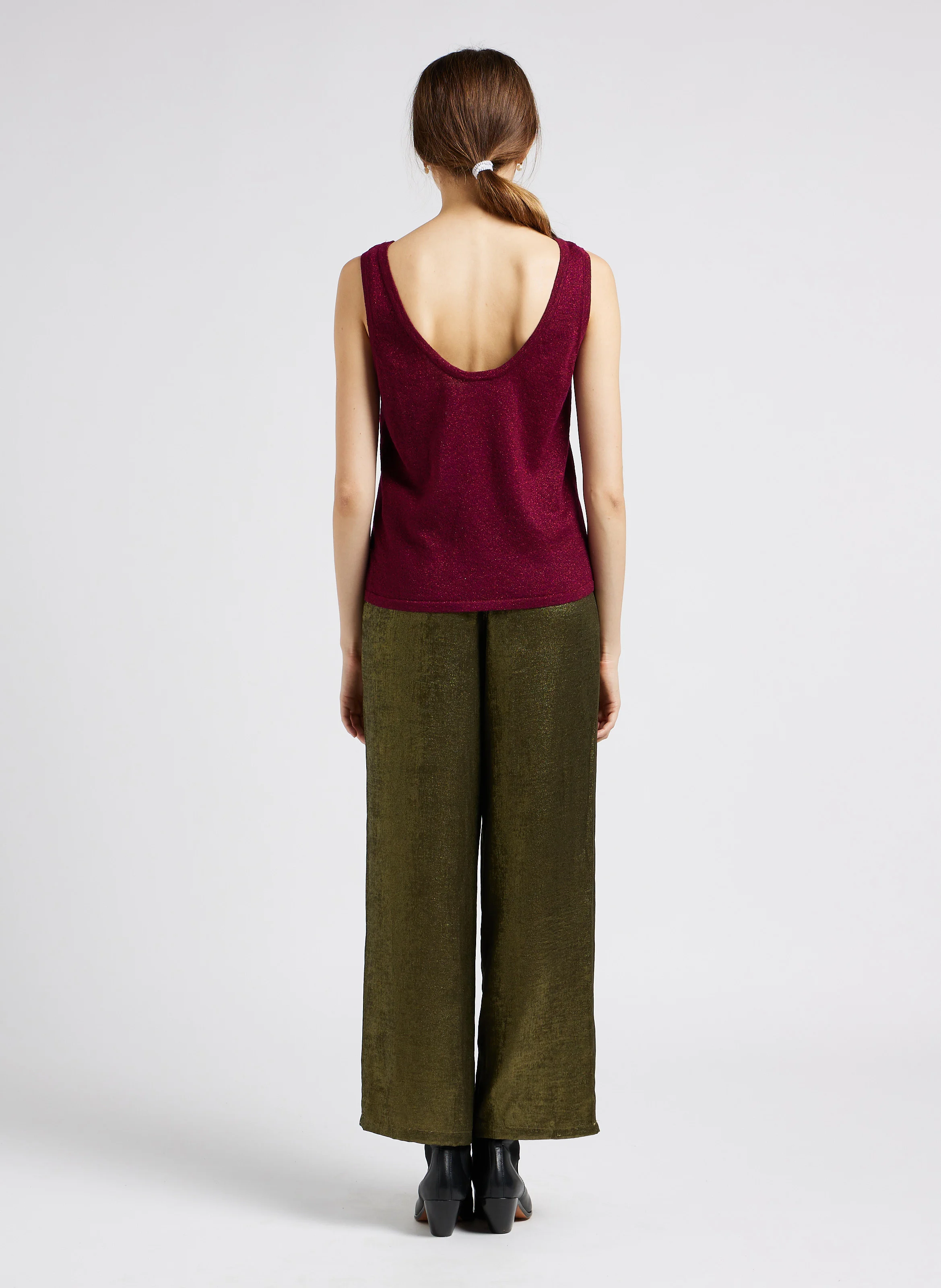 METALLA - Pantalon large satiné| Kaki