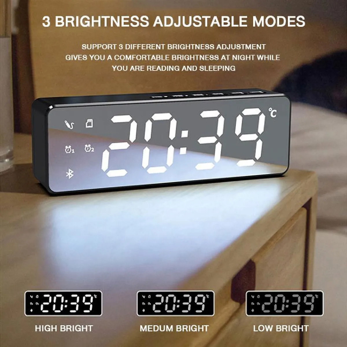 Universal Haut-parleur Bluetooth avec réveil - Noir