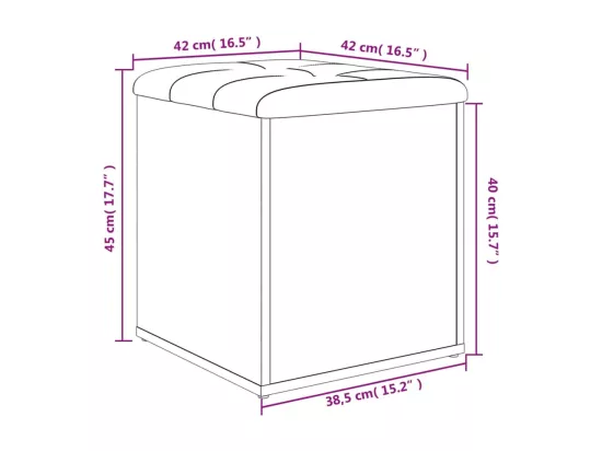 Banc de rangement sonoma gris 42x42x45 cm bois d'ingénierie