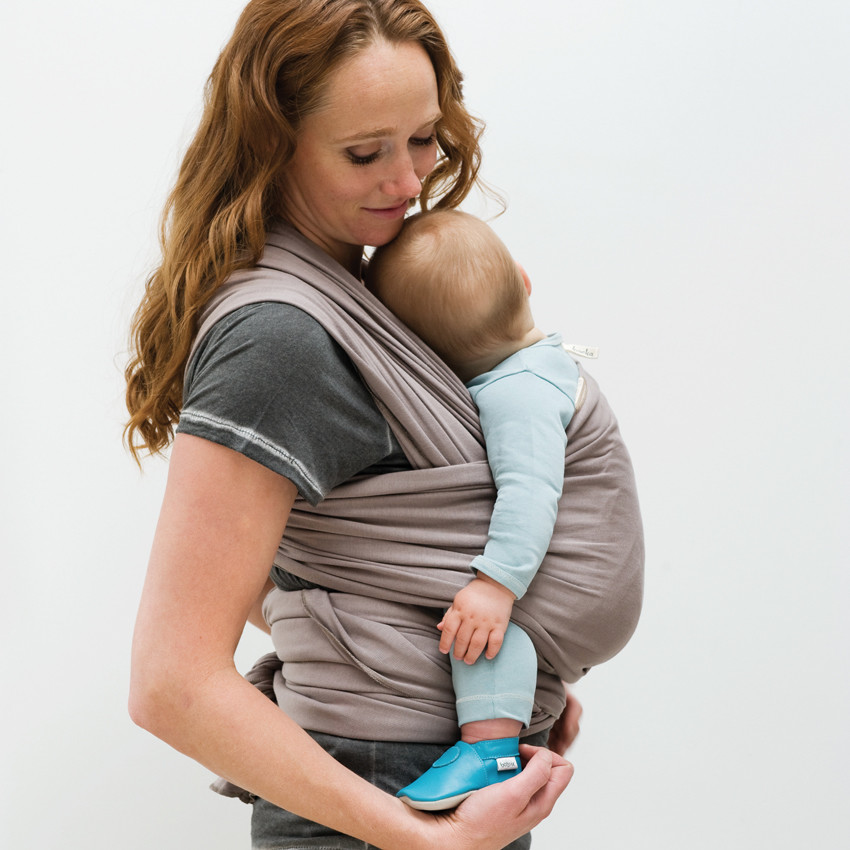 Porte-bébé Tricot Slen en coton bio taupe