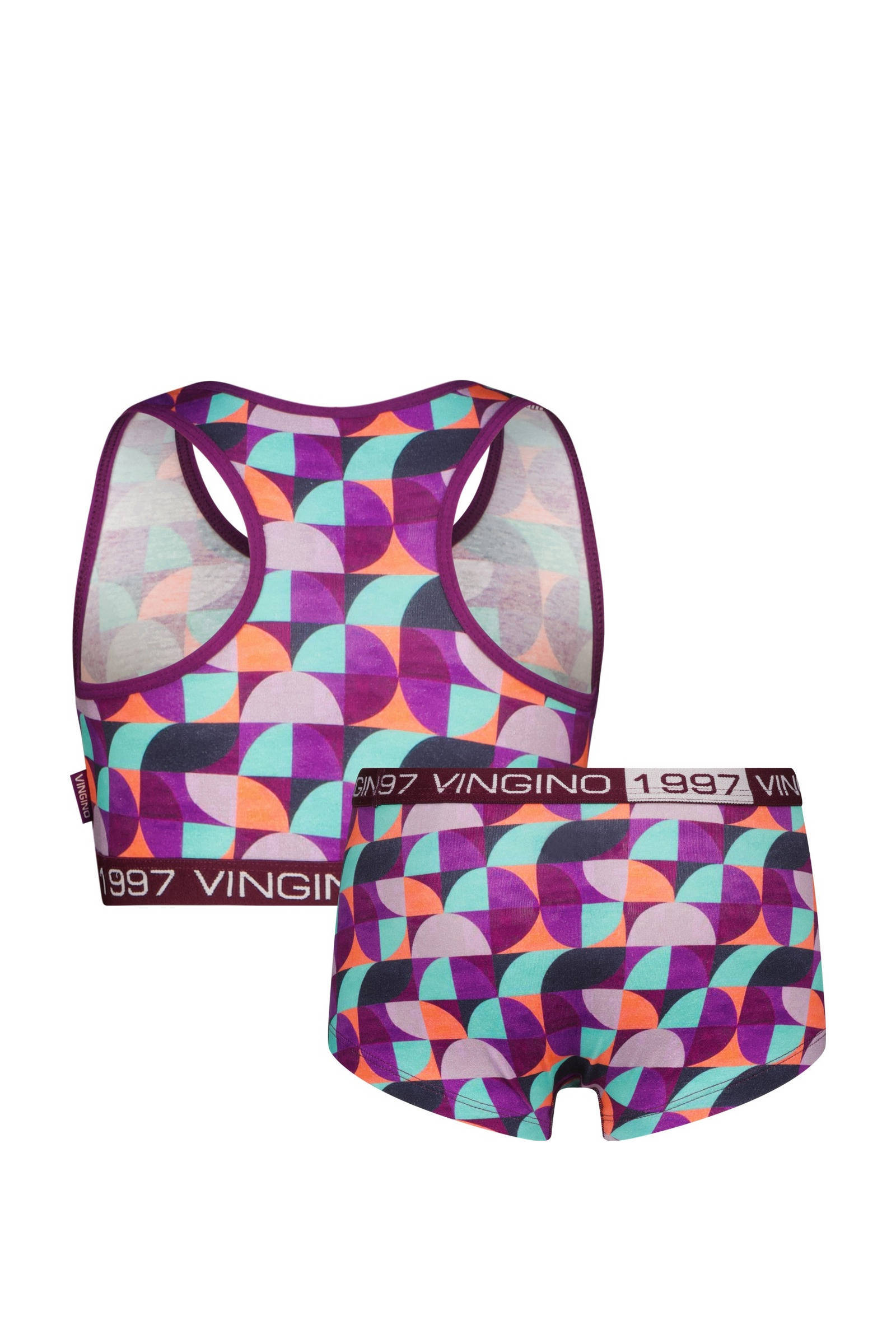 Vingino bh top + short Graphic paars/oranje/blauw