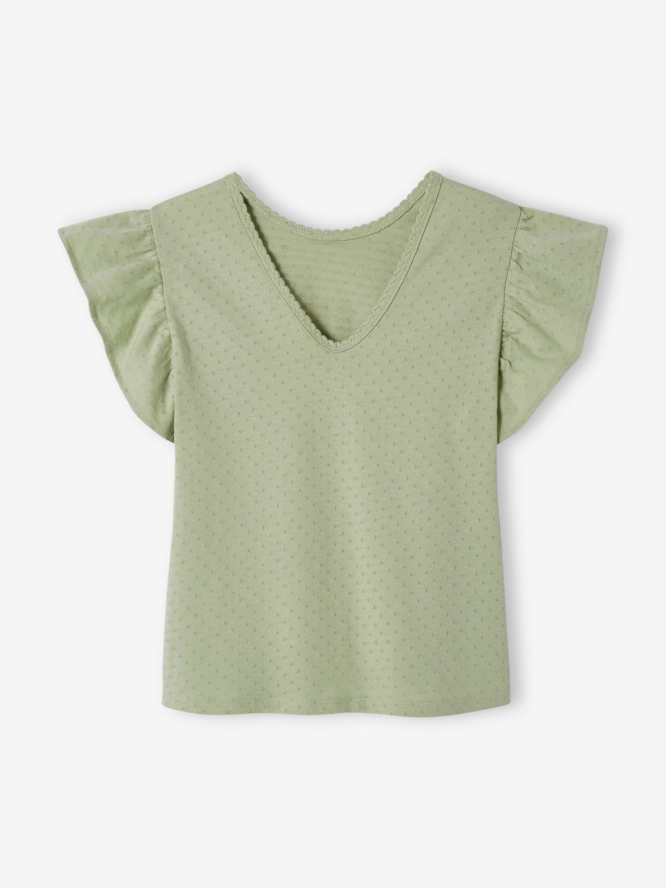 Camiseta de fantasia com mangas bufantes para meninas, estampa de tinta