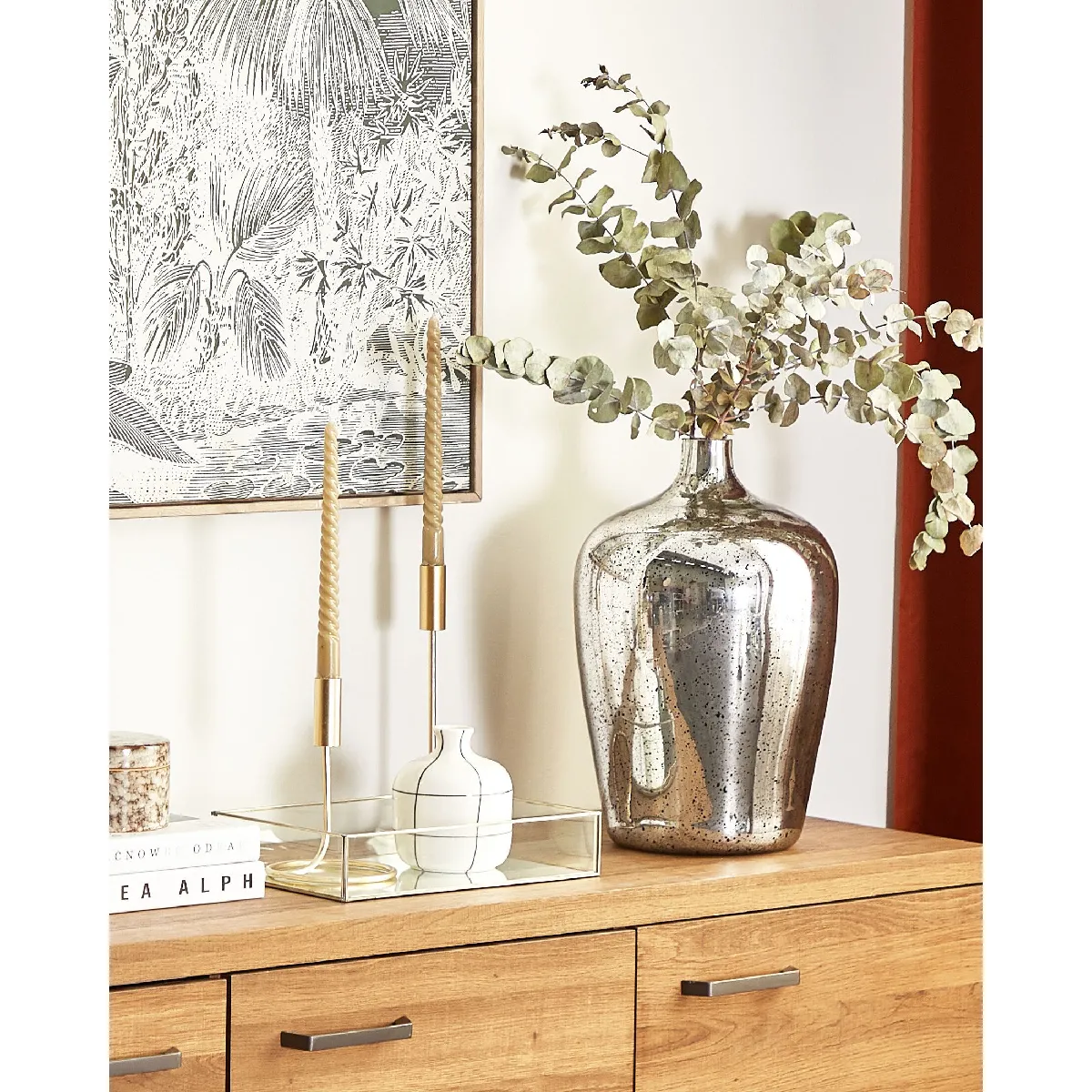 BELIANI Vase Verre 40 cm Argenté
