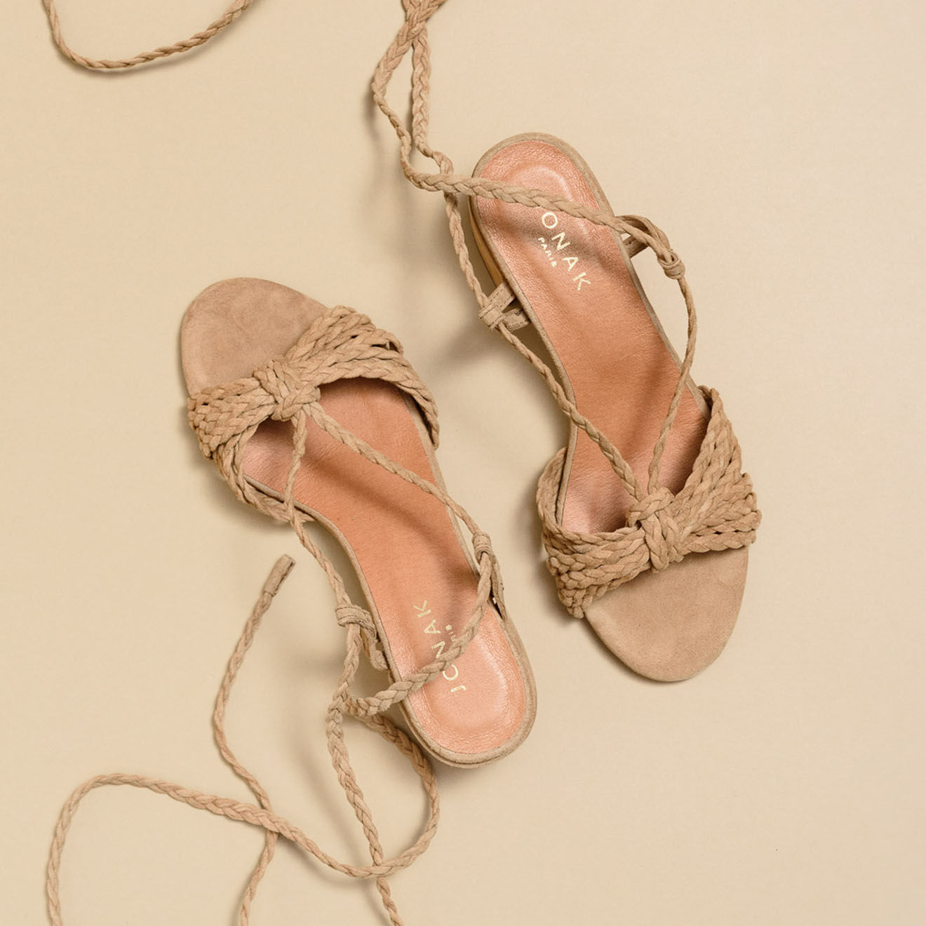 Jonak Sandales en Velours de Cuir Archimede beiges