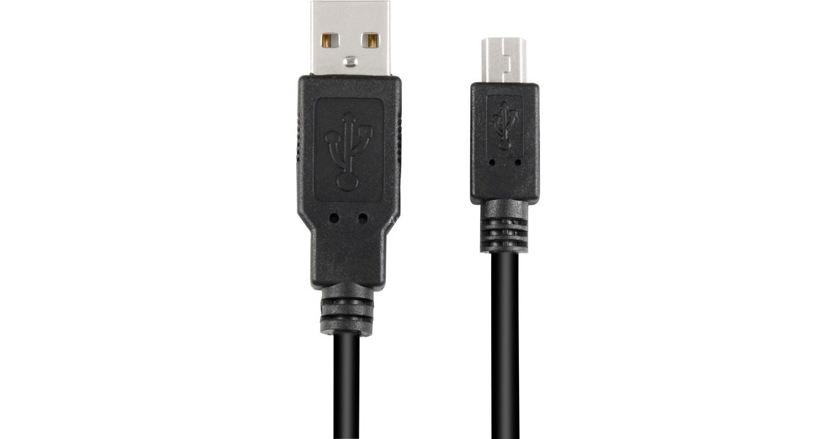 SharkoonUSB-A 2.0 > Mini USB-B kabel  (Zwart, 1 meter, Dubbele afscherming)