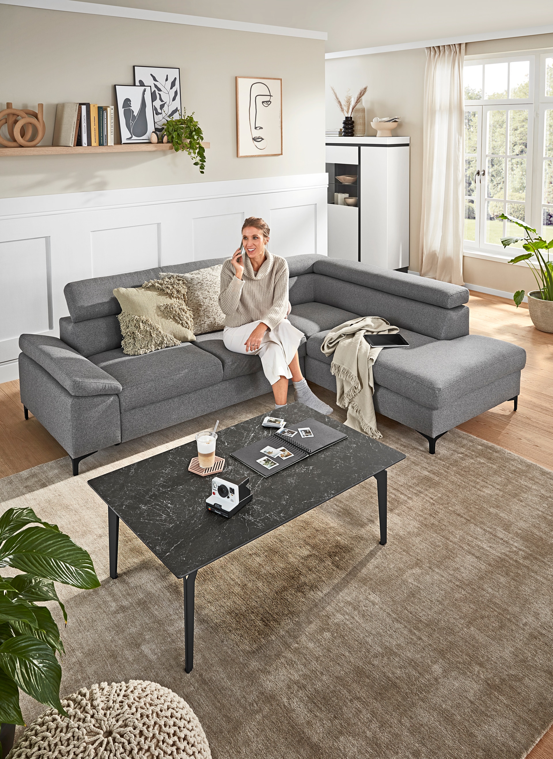 Ecksofa LONIGO 247 x 196 cm grau